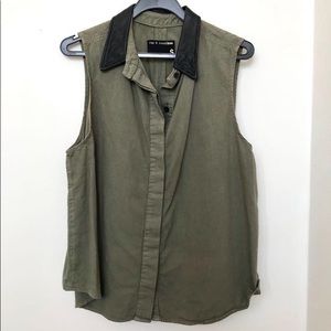 Rag & Bone Muted Army Green Tank Leather Collar